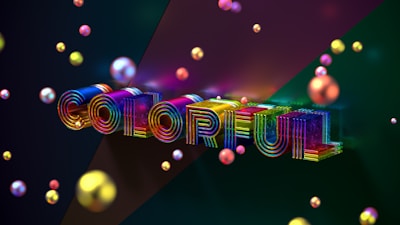 A colorful 3D banner design showcasing dynamic shapes and bold typography.
