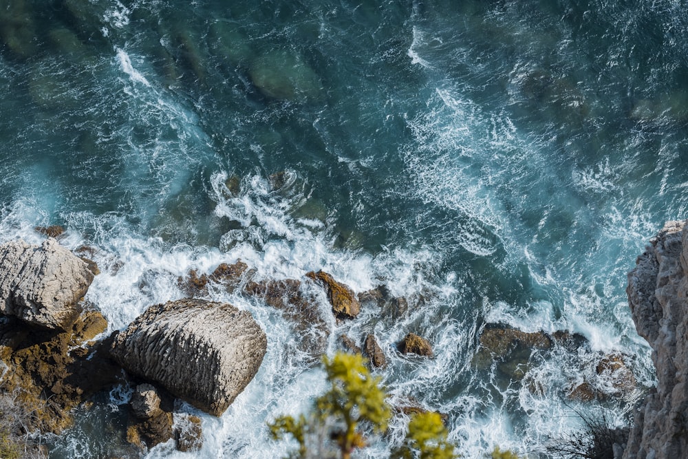 a view of the ocean from a cliff