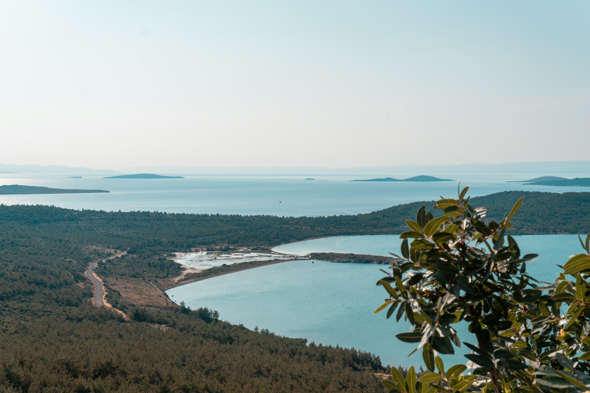 a view of a lake from a high point of view