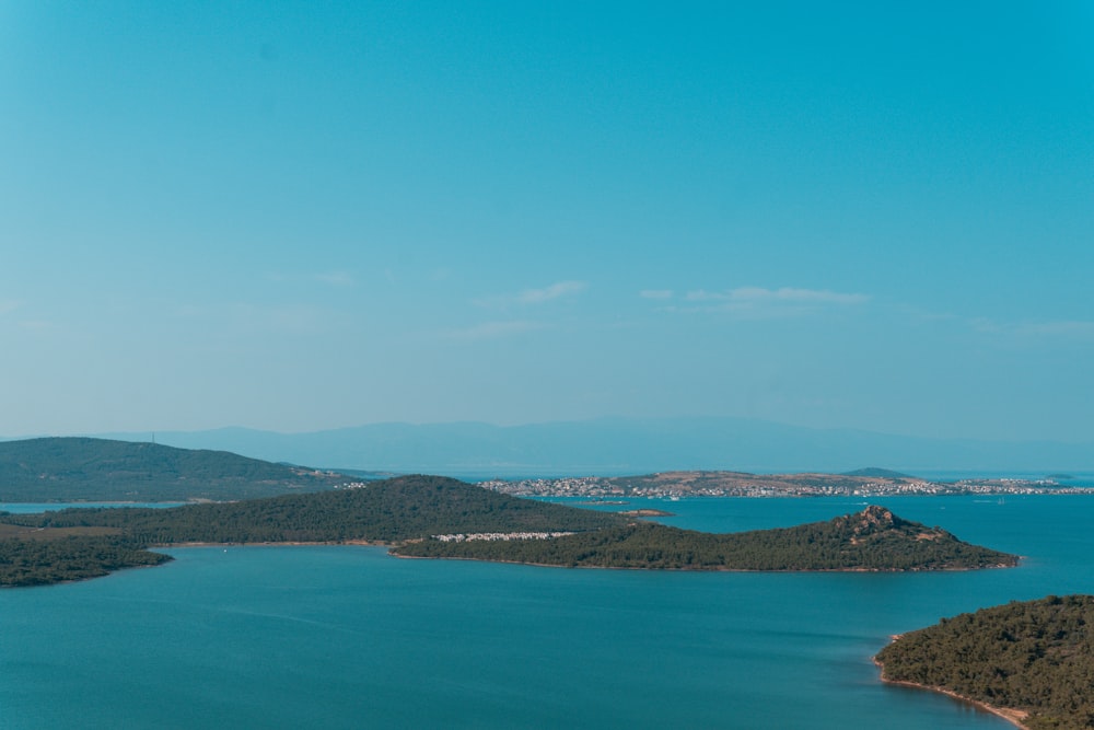 a large body of water surrounded by mountains