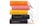A stack of five books with colorful leather covers in orange, pink, yellow, dark blue, and black, embossed with the words 'THE WORD OF GOD' in gold lettering. They are placed on top of one another in a neat pile, with black and gold ribbon bookmarks visible.