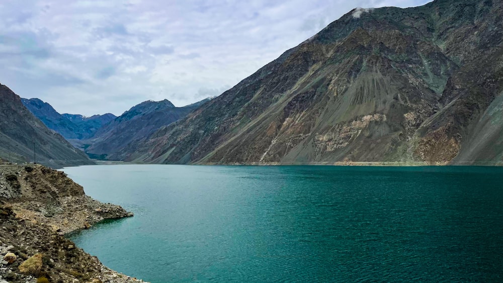 a large body of water surrounded by mountains