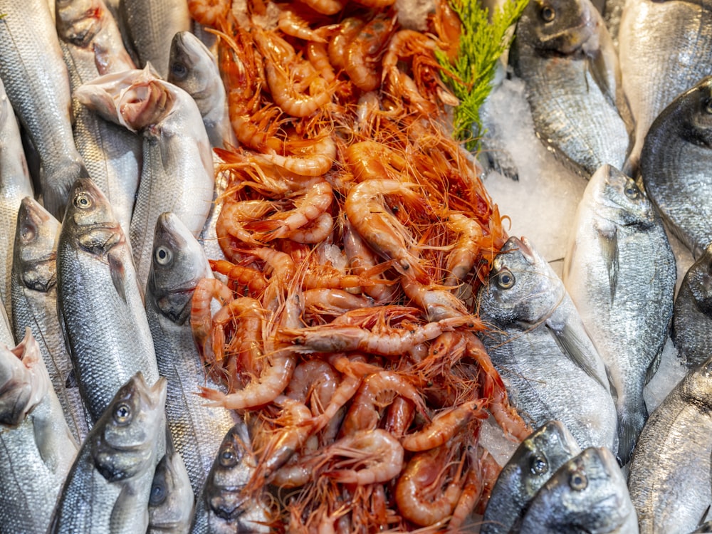 a bunch of fish that are on a table