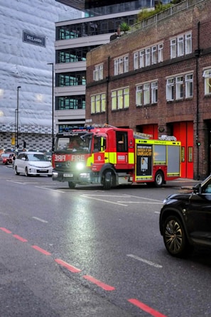 The modern fire engine of käru tuletõrje selts parked in front of the fire station in Järva region.