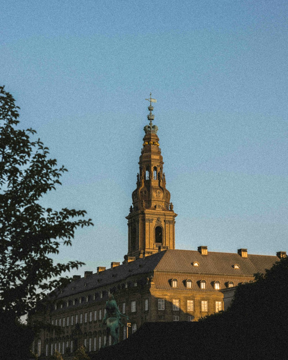 a large building with a steeple on top of it