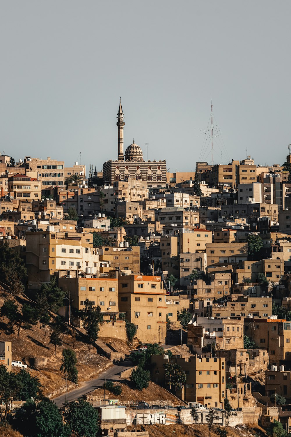 a view of a city from a hill