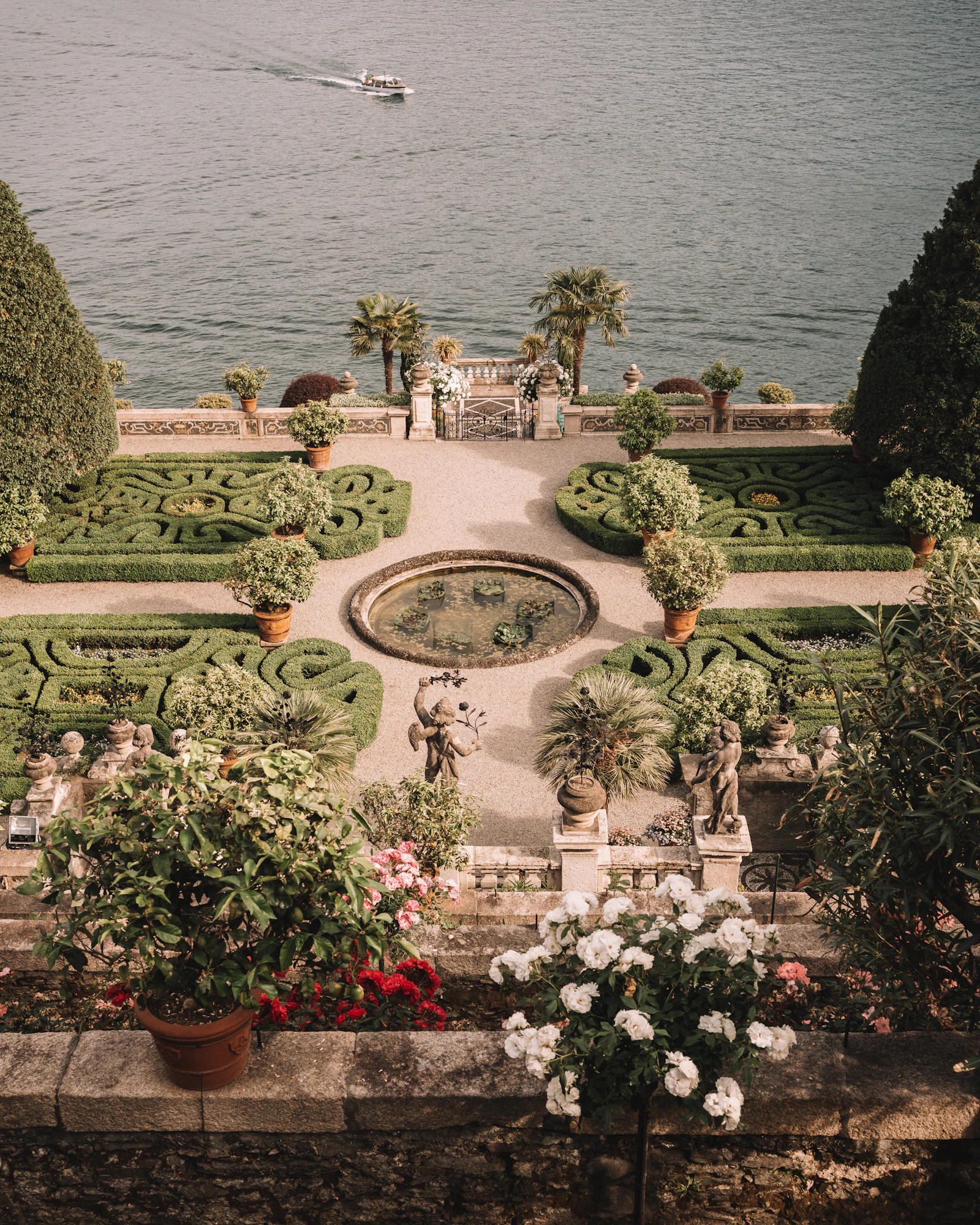 Formal garden with the lake in the background