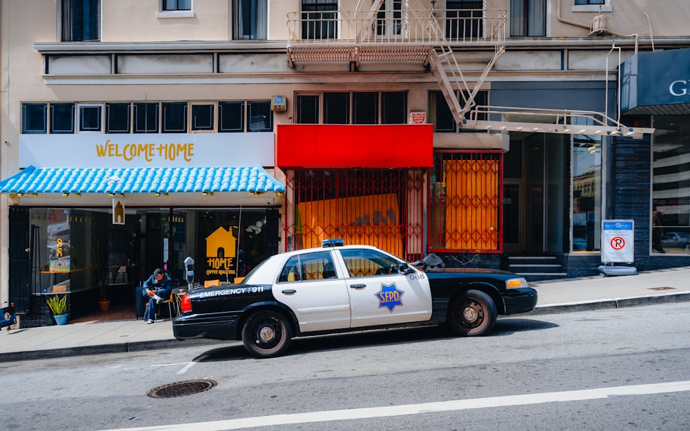 a police car parked on the side of the road