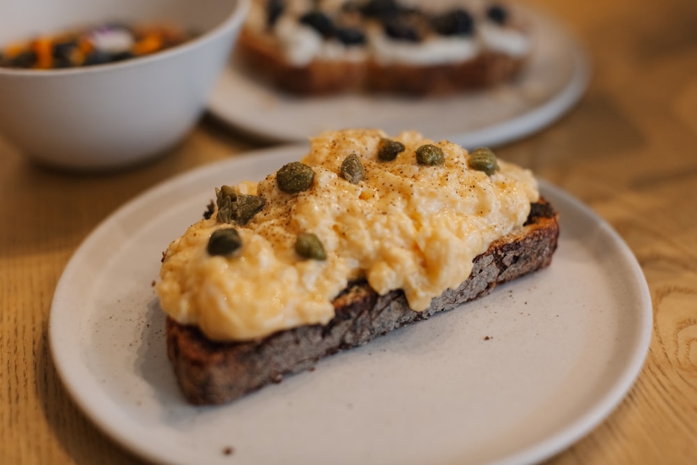 a close up of a plate of food on a table