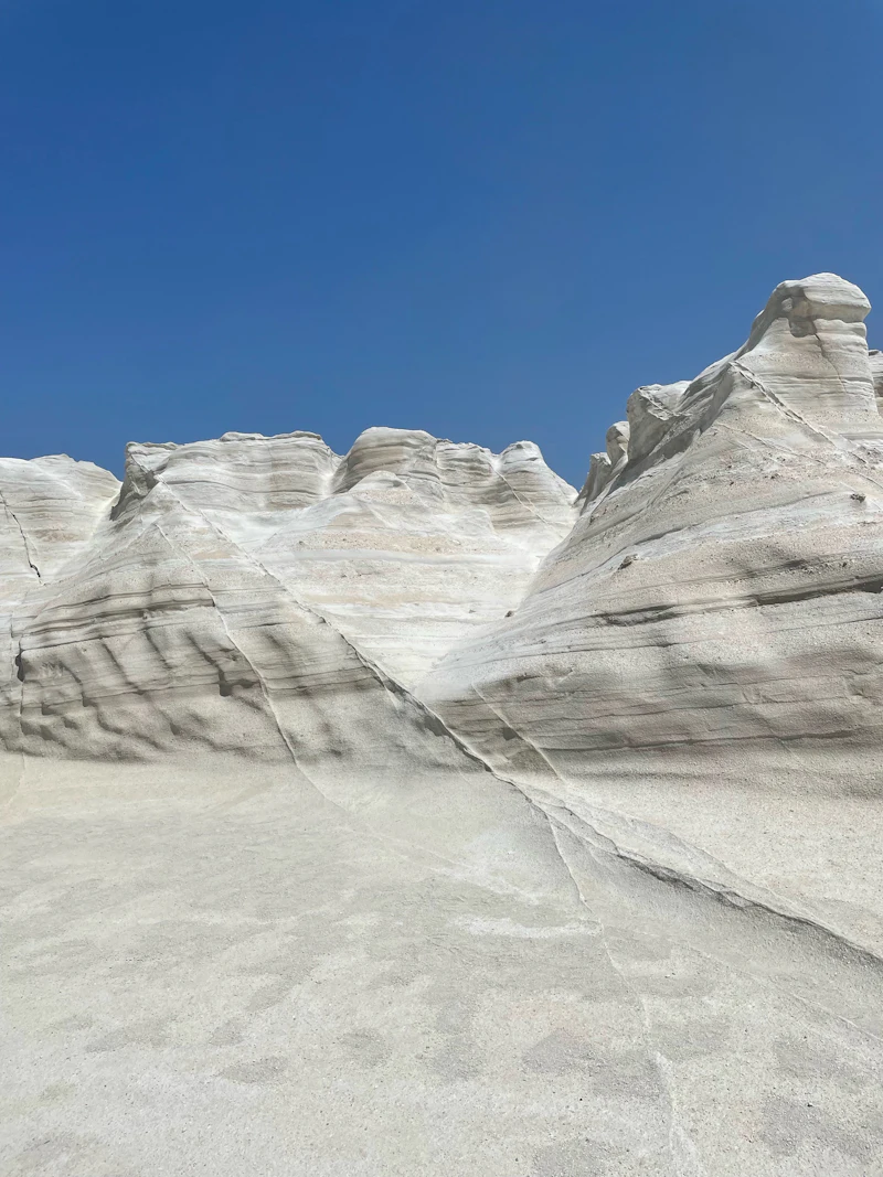 Wind-carved white volcanic rock at Sarakiniko