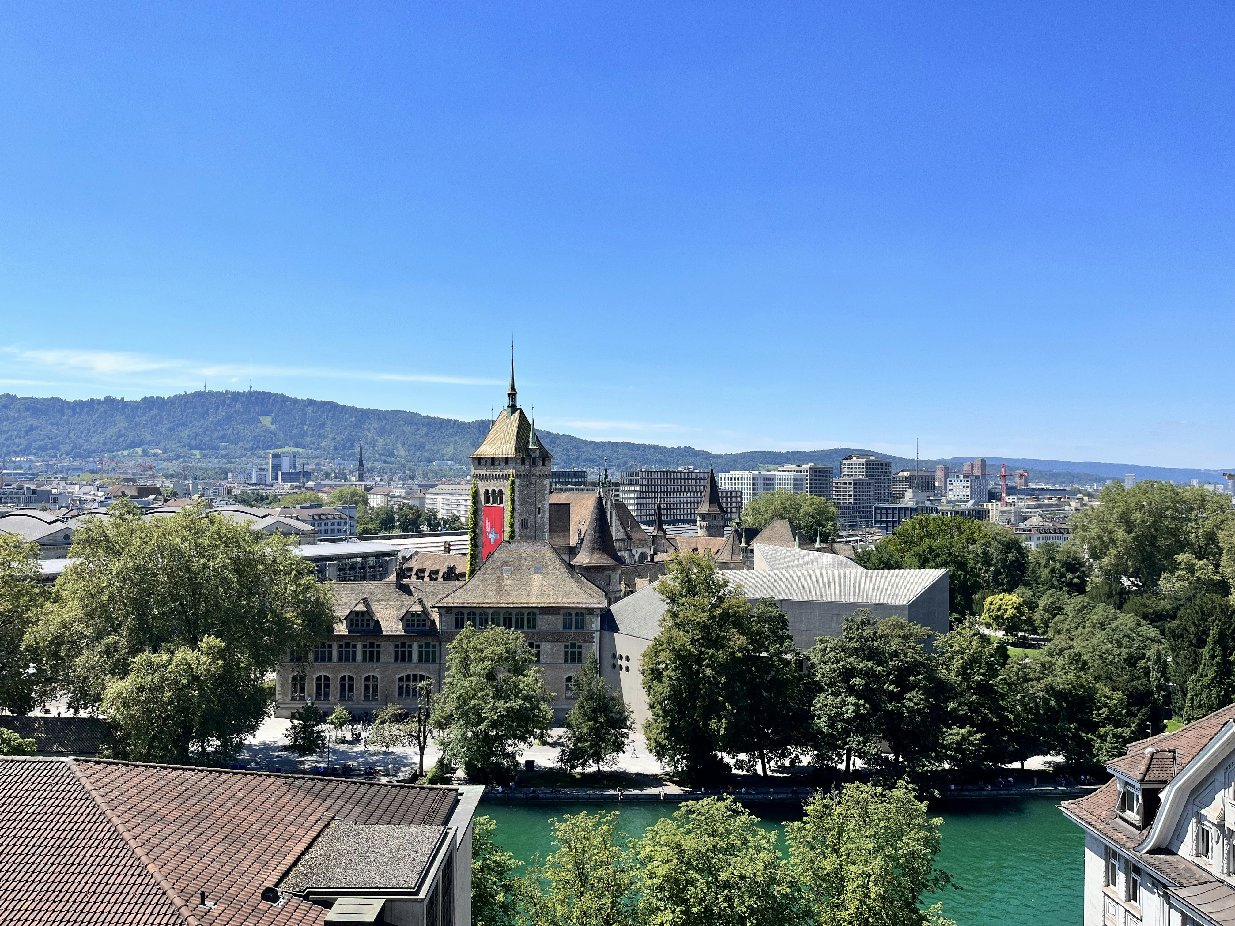 a view of a city with a river running through it