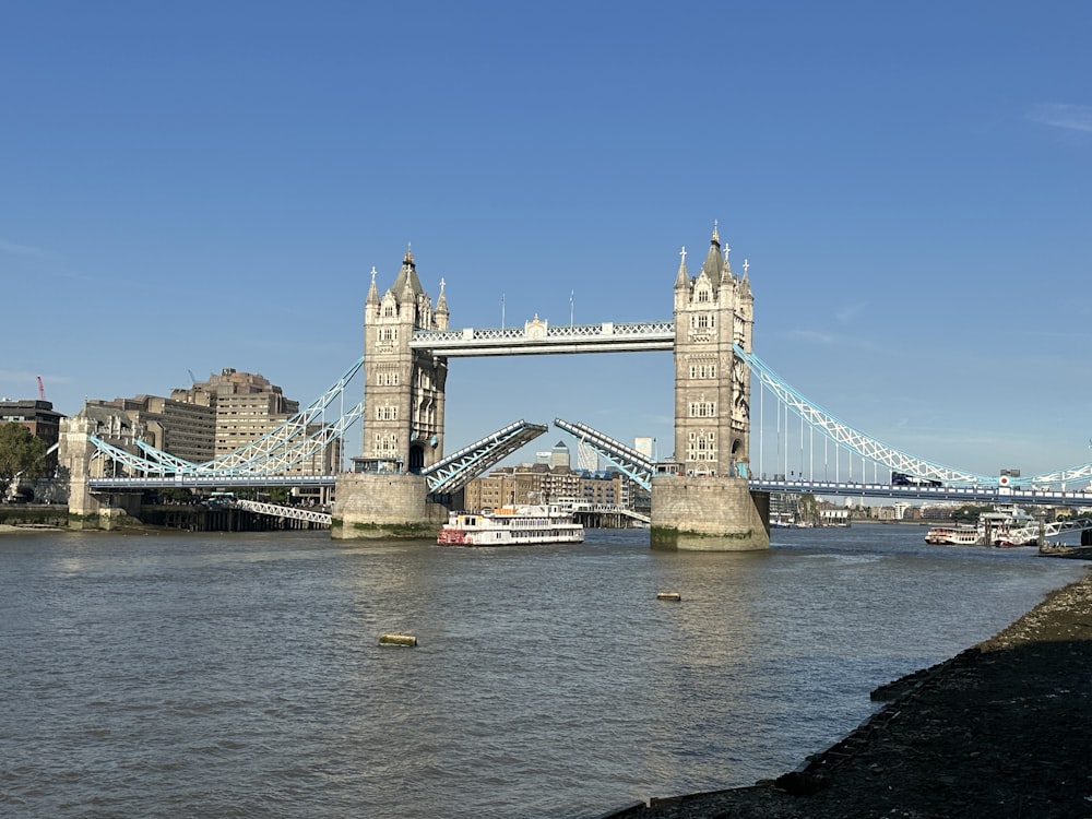 a view of a bridge over a body of water