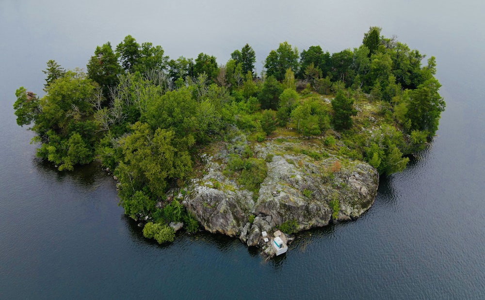 a small island in the middle of a body of water