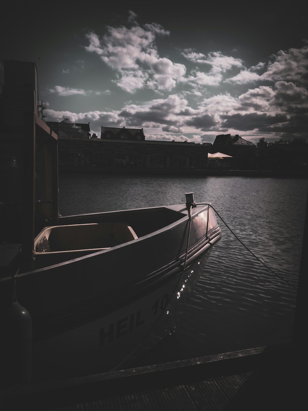 a boat is tied up to a dock