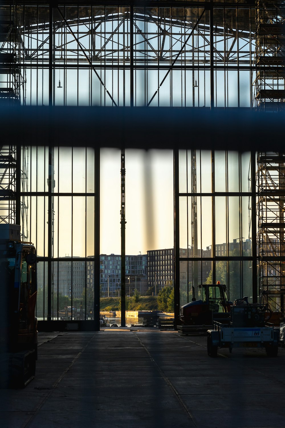 a view of a building through a window