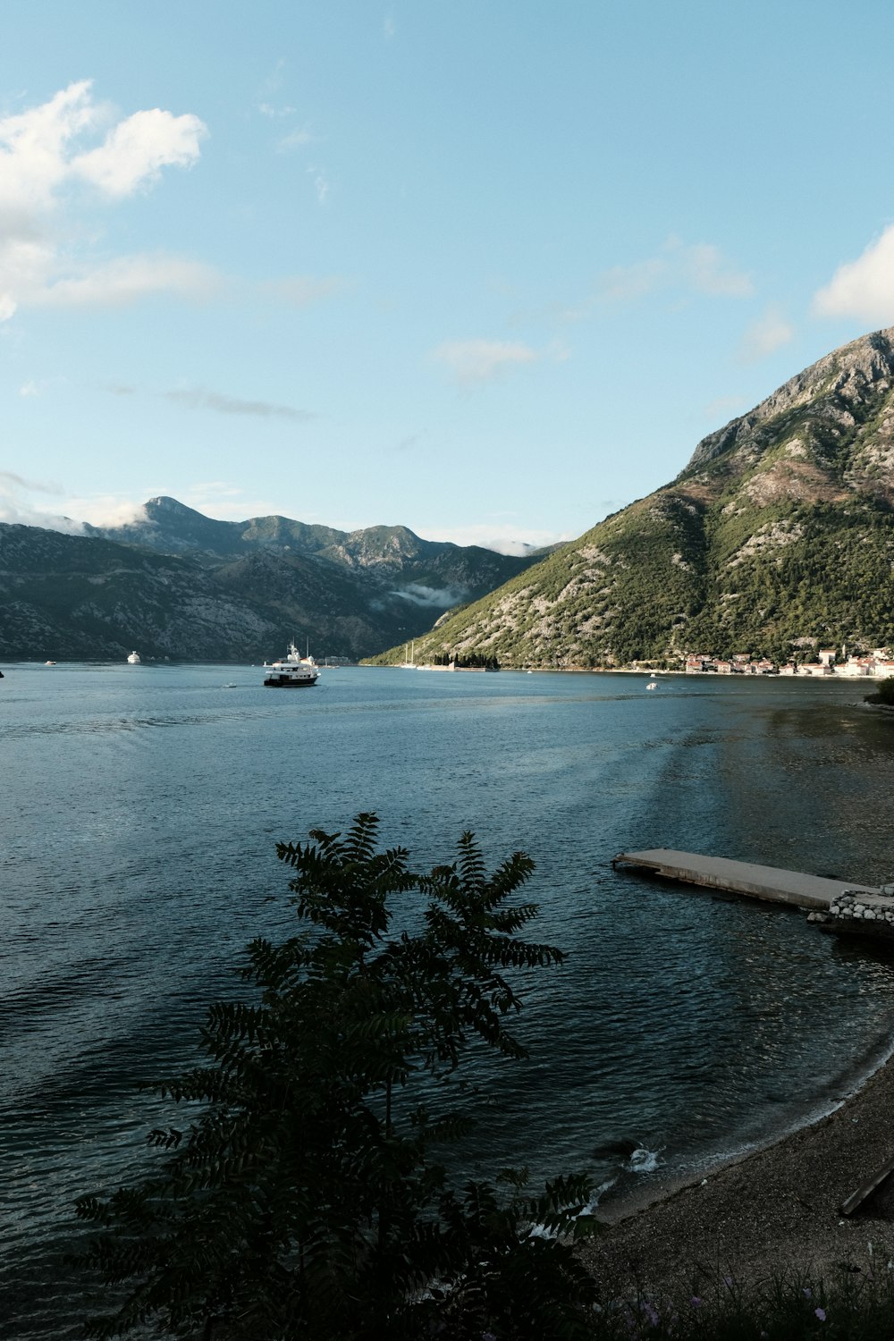 a large body of water surrounded by mountains