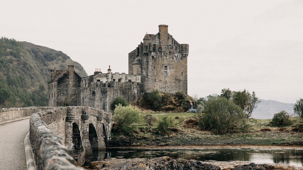 a castle with a bridge going across it