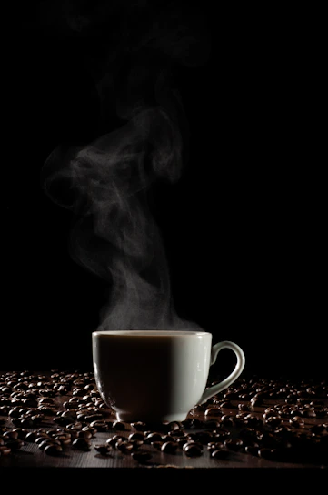 A cozy cup of freshly brewed coffee from Vayo, steam gently rising in the morning light.