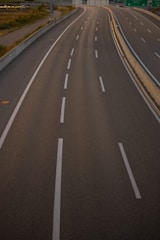 A completed road with clear markings and signage.