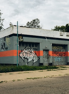 a building with graffiti on the side of it