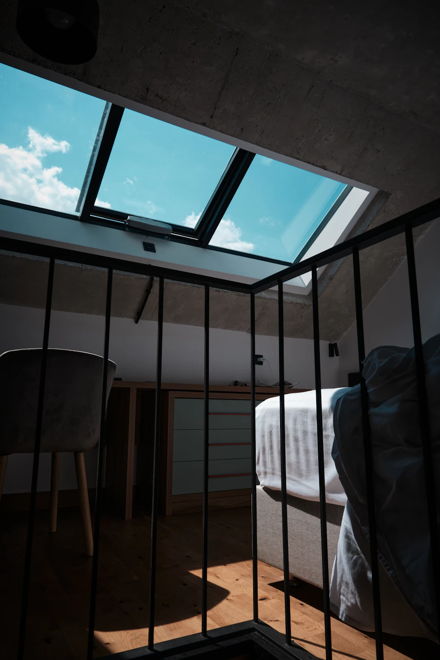 Loft conversion bedroom with Velux skylight