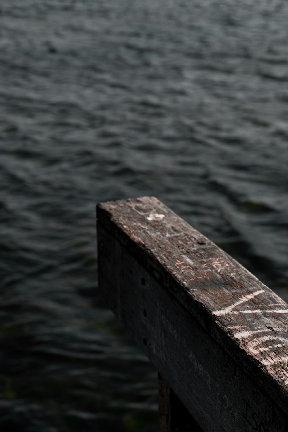 a seagull sitting on top of a wooden dock next to a body of