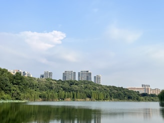 A serene landscape depicting the intersection of nature and technology.