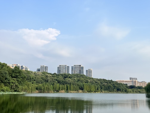 A serene landscape blending nature and technology.