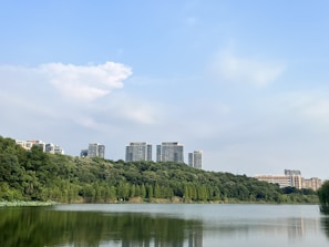 A serene landscape showcasing nature and technology harmoniously.