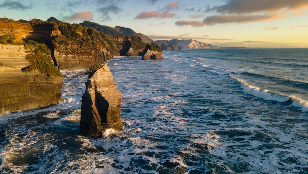 a view of the ocean from a cliff