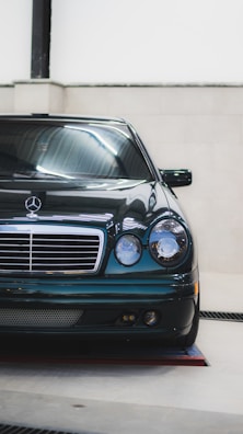 A sleek Mercedes-Benz being serviced in our workshop.
