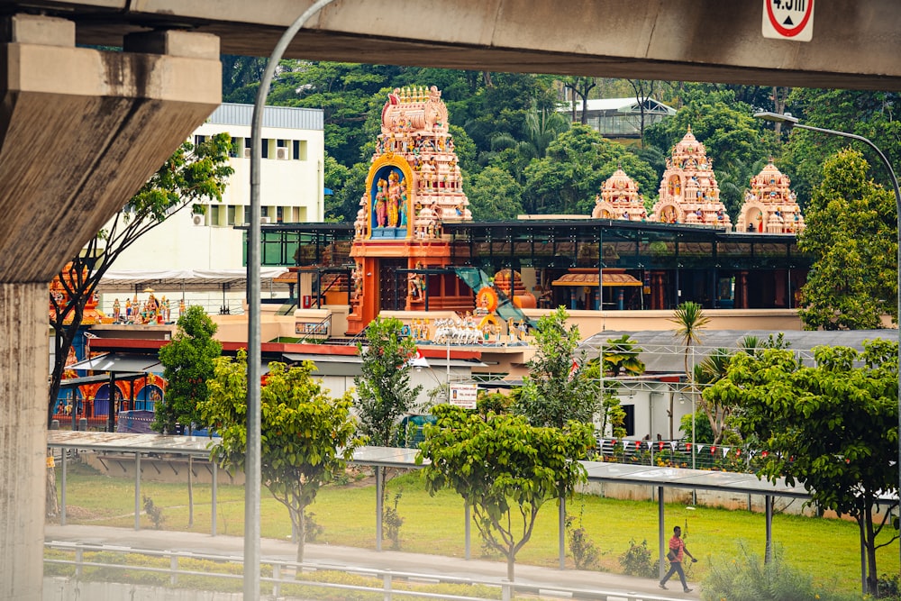 a view of a city from a bridge