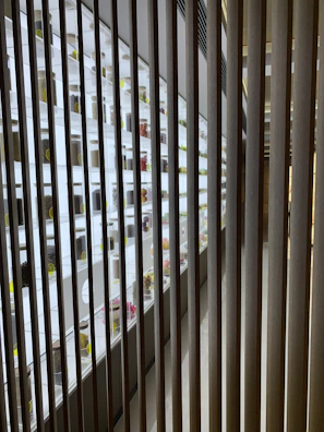 Glass jars filled with pantry essentials, lined up on a wooden shelf with sunlight streaming in.