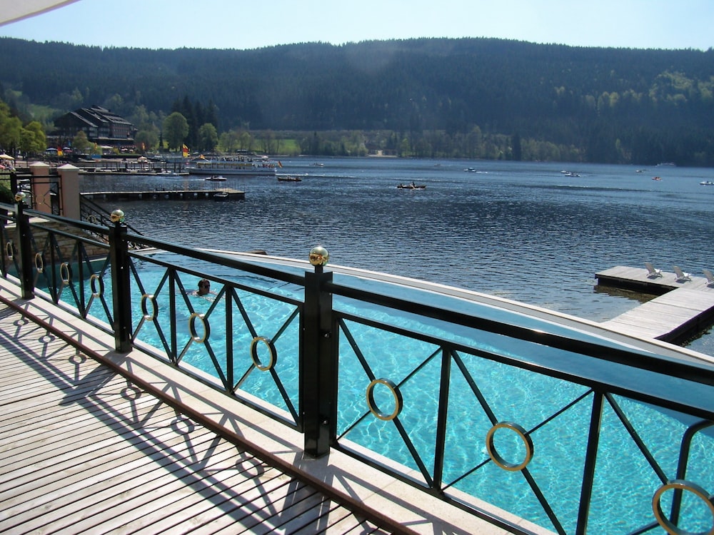 a view of a body of water from a bridge