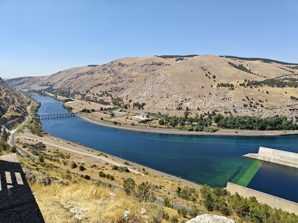 a large body of water surrounded by mountains