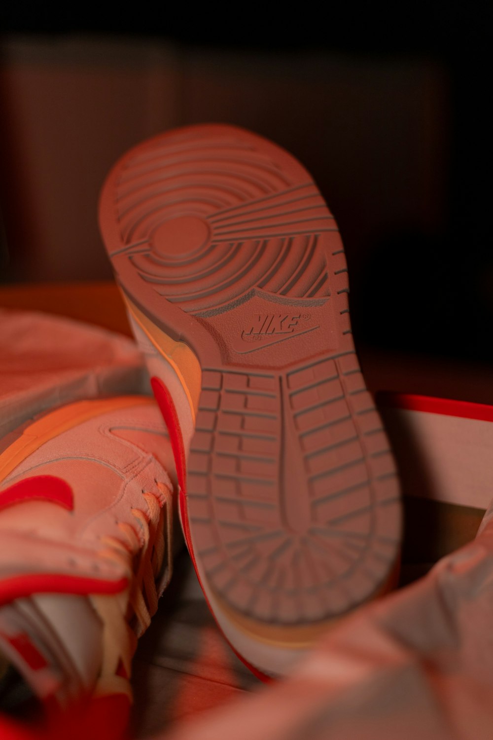 a close up of a pair of shoes on a table