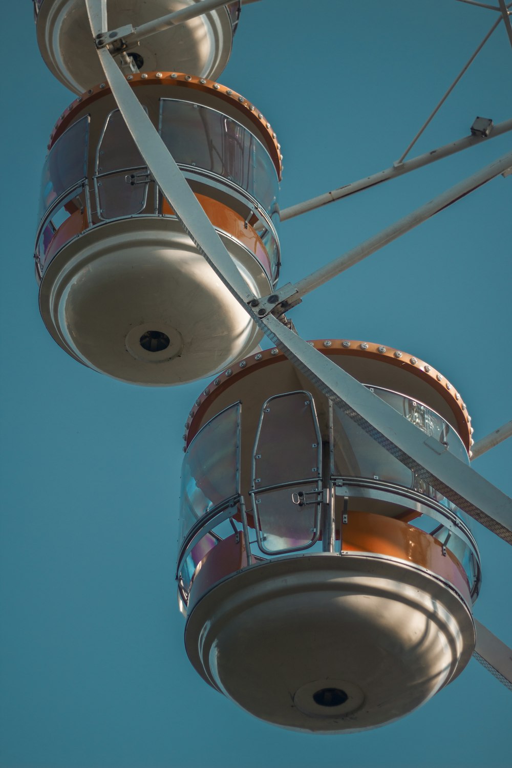 a ferris wheel with a blue sky in the background