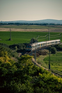 A train traveling through the scenic countryside of Europe.