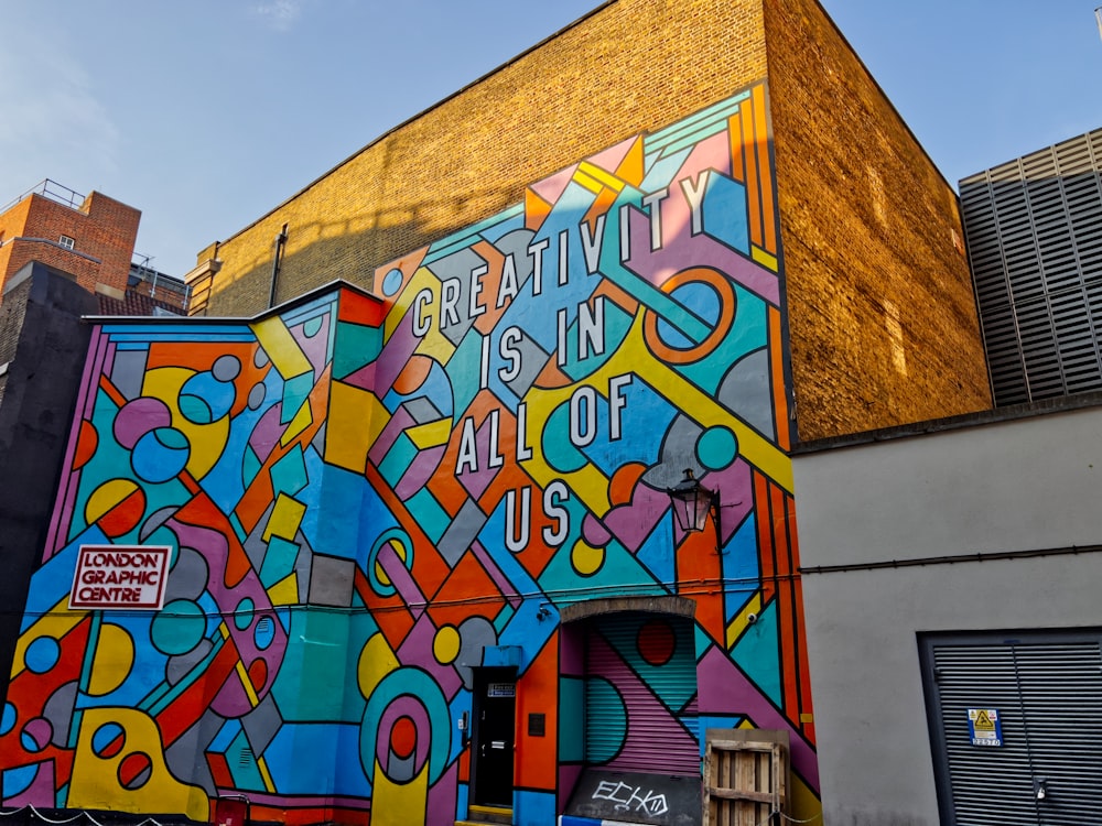 a building with a colorful mural on the side of it