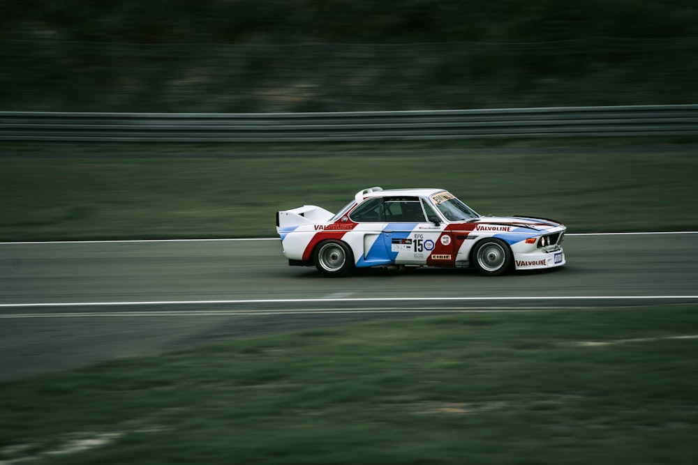 a race car driving down a race track