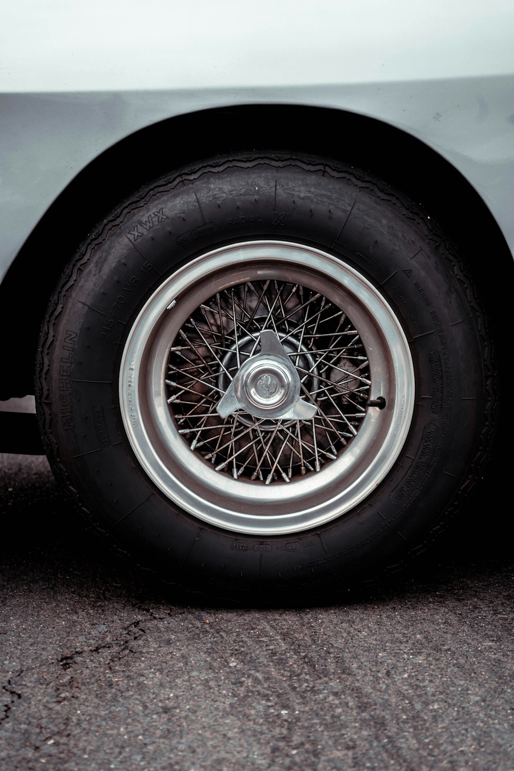 a close up of a tire on a car