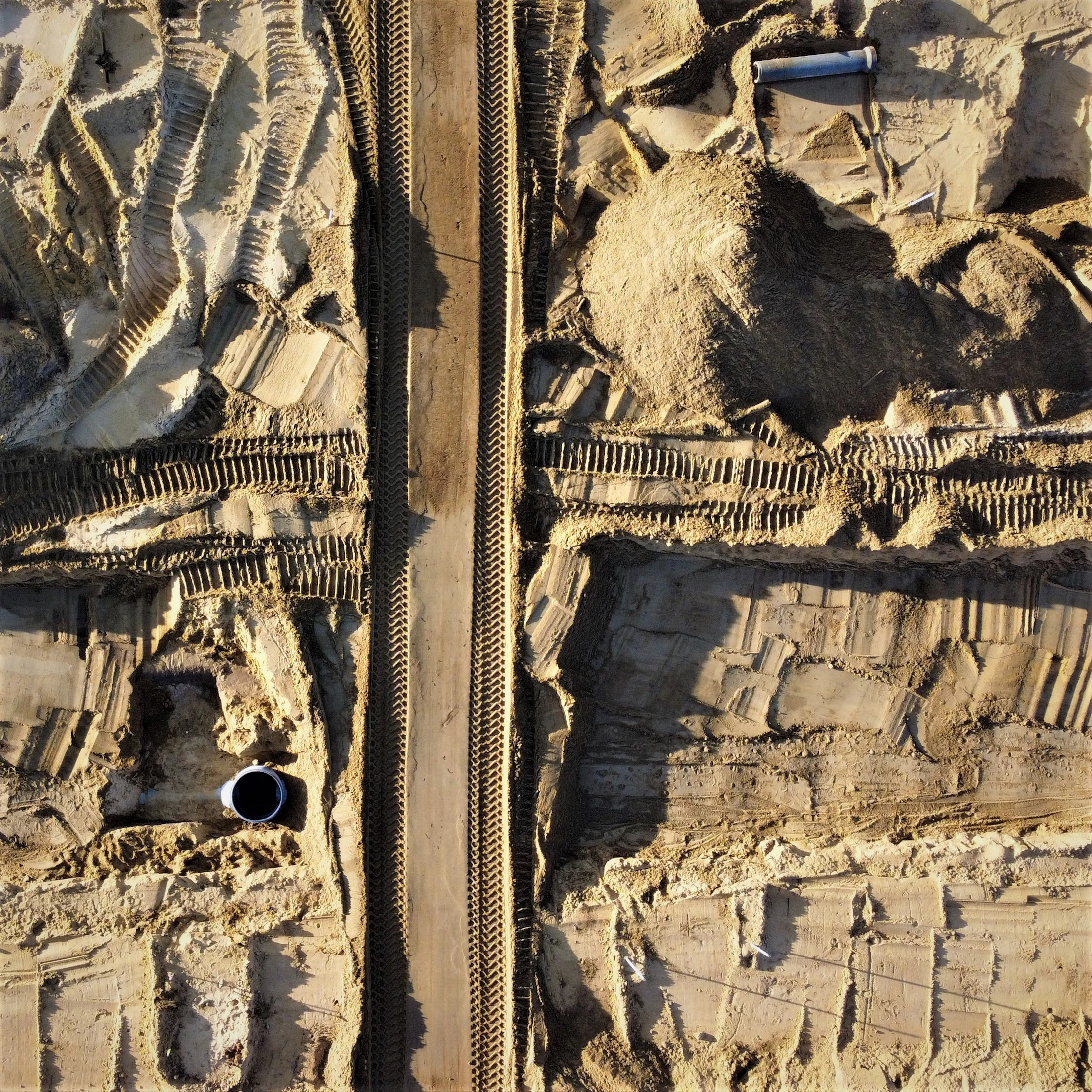 Aerial drone view of a large construction site