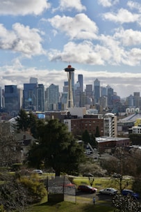 A scenic view of Seattle's skyline alongside Daejeon's modern architecture.