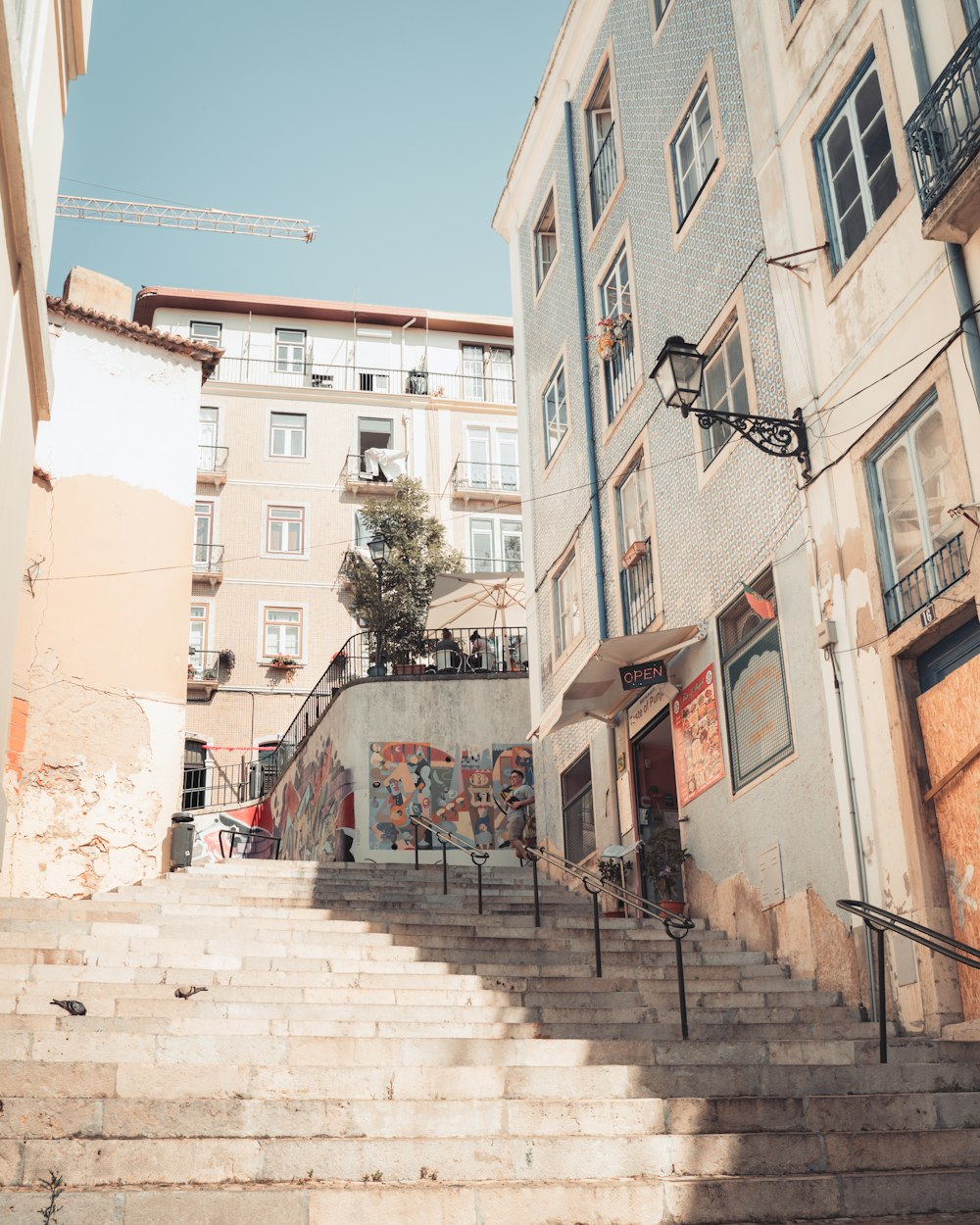 a set of stairs leading up to a building