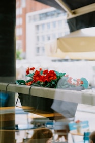 Compact planter boxes arranged neatly on a minimalist balcony railing with fresh vegetables.