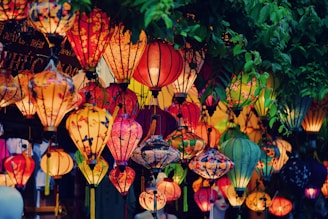 Hanoi or Ho Chi Minh City? a bunch of lanterns that are hanging from a tree