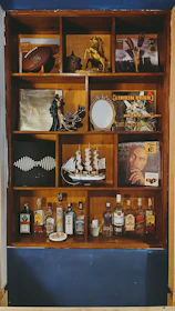 A neat shelf displaying special items reserved for members only.