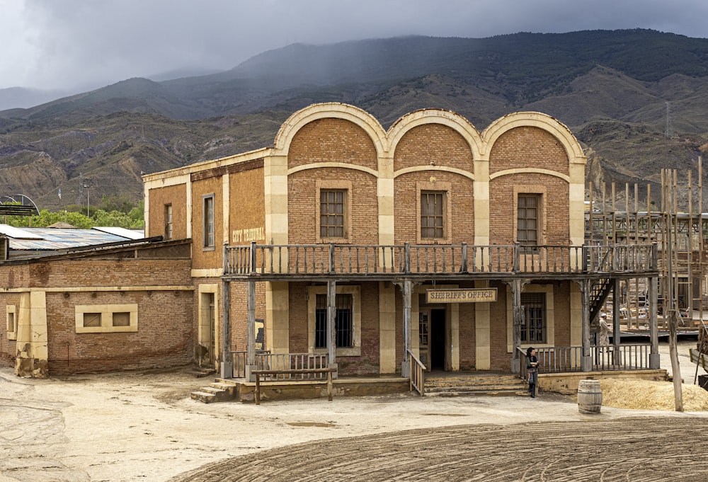 an old building with a balcony and balcony balconies