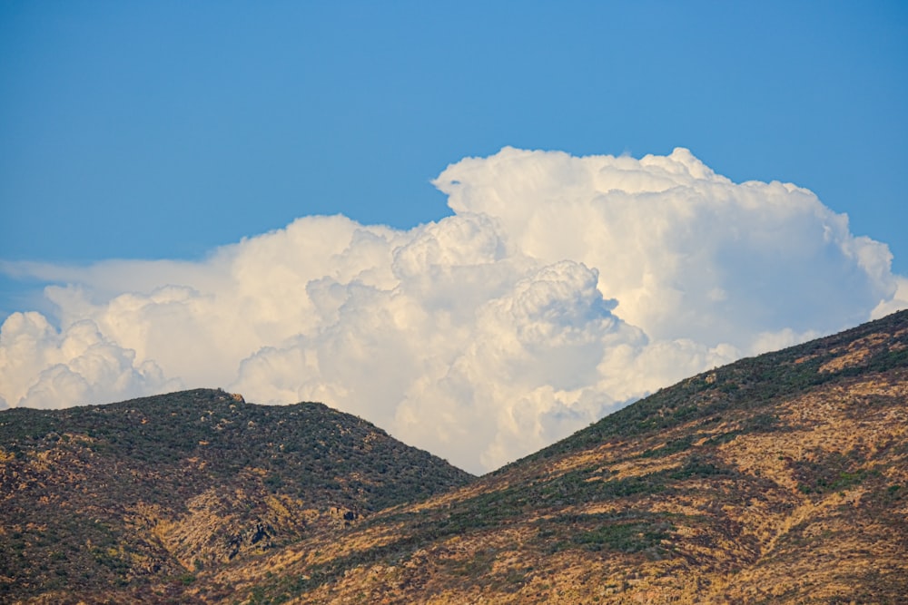 a mountain with a few clouds in the sky