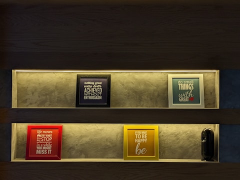Merchandise featuring inspirational quotes from the book displayed on a shelf.